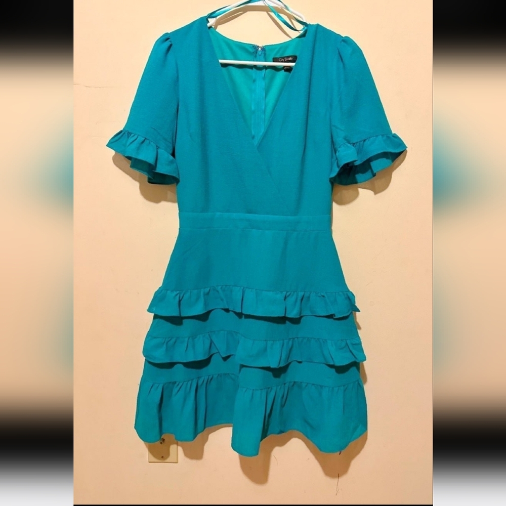 City Studio Vibrant Blue Ruffle Mini Dress